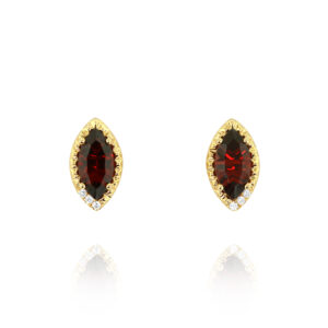 Marquise Red Garnet Stud Earrings