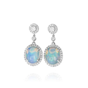 White Opal and Diamond Earrings