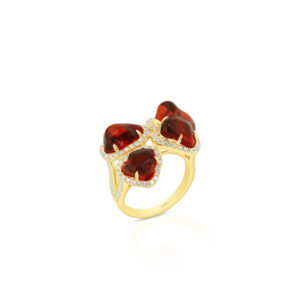 Crimson Opal Diamond Cluster Ring